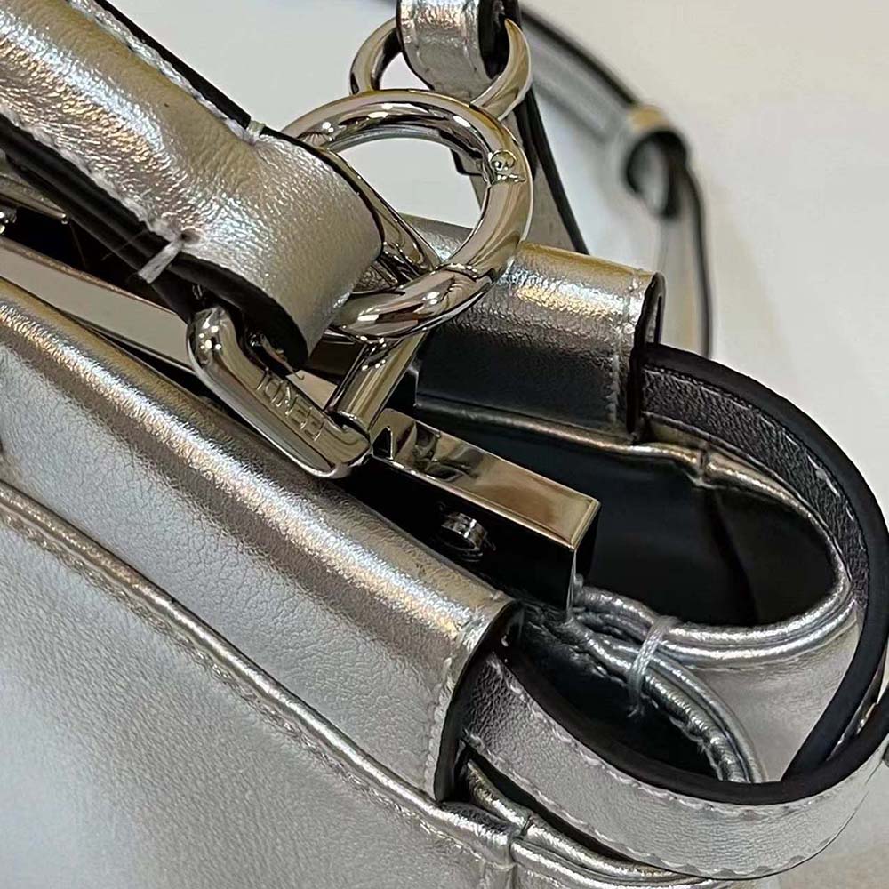 Fendi Women Peekaboo Iconic XS Mini-Bag in Silver 6 Fendi Women Peekaboo Iconic XS Mini-Bag in Silver - Image 6
