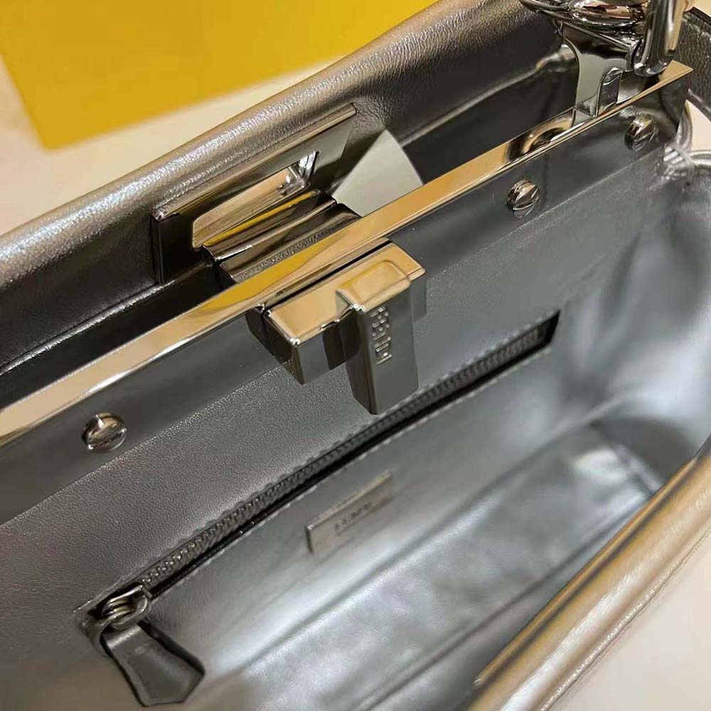 Fendi Women Peekaboo Iconic XS Mini-Bag in Silver 7 Fendi Women Peekaboo Iconic XS Mini-Bag in Silver - Image 7