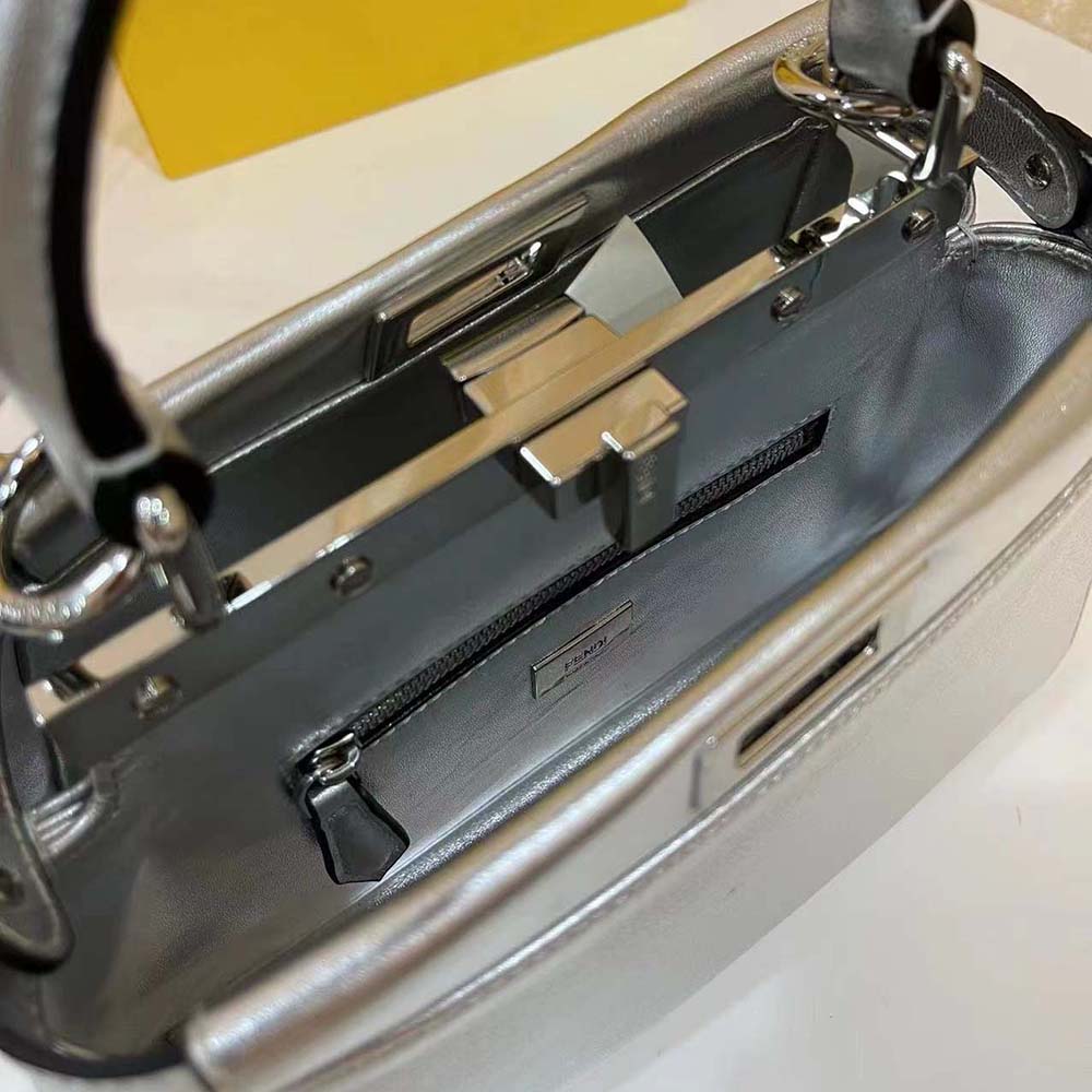 Fendi Women Peekaboo Iconic XS Mini-Bag in Silver 8 Fendi Women Peekaboo Iconic XS Mini-Bag in Silver - Image 8