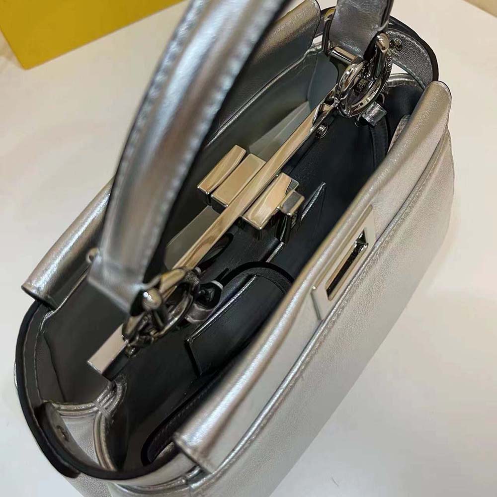 Fendi Women Peekaboo Iconic XS Mini-Bag in Silver 9 Fendi Women Peekaboo Iconic XS Mini-Bag in Silver - Image 9