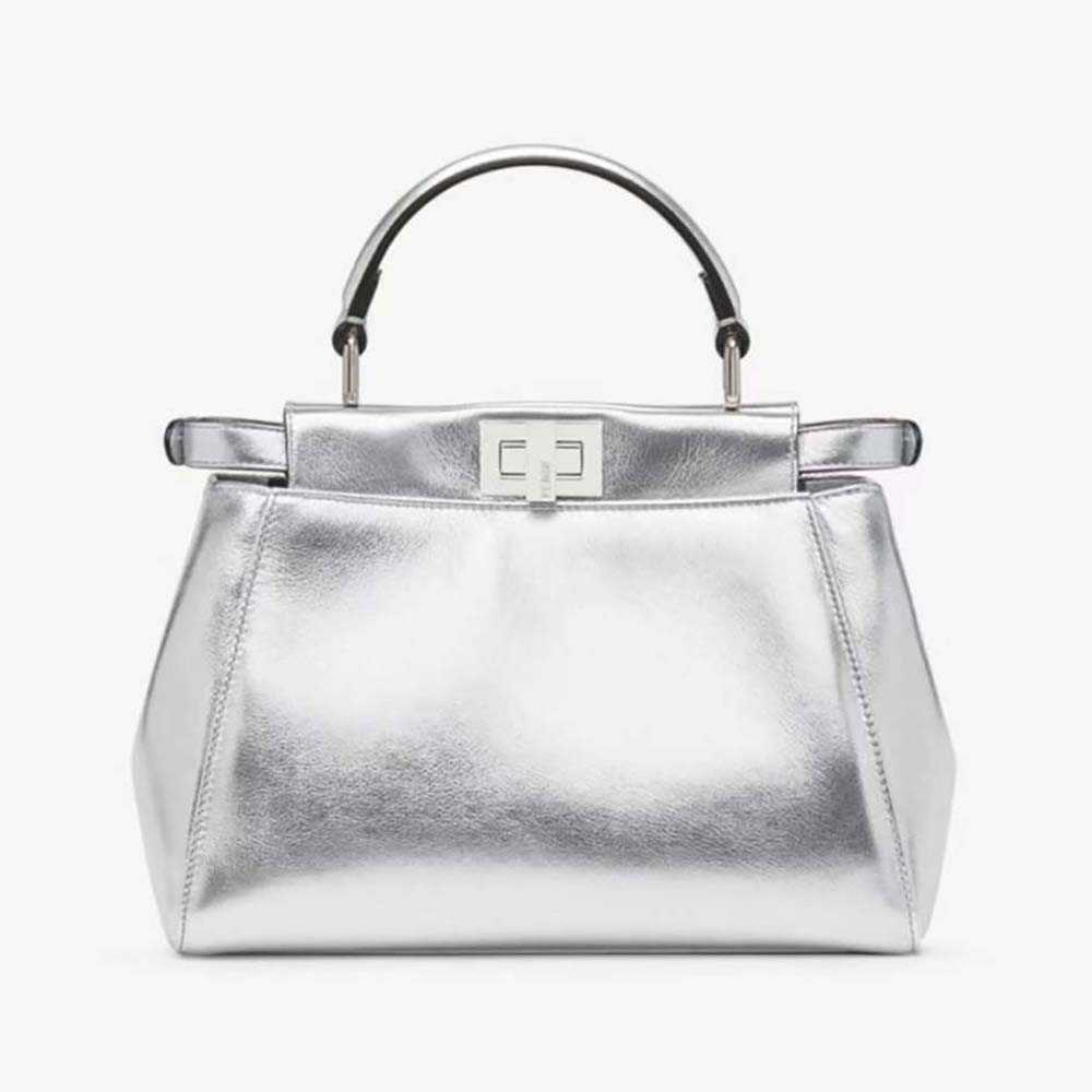 Fendi Women Peekaboo Iconic XS Mini-Bag in Silver