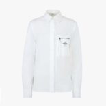 Fendi Women White Cotton Shirt with Fendi Roma Logo Printed in Black