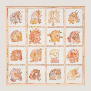 Hermes Women Chevaloscope Scarf 90 in Silk Twill with Hand-Rolled Edges-Orange