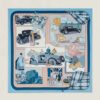 Hermes Women Confort en Automobile Scarf 70 in Silk Twill with Hand-Rolled Edges-Blue
