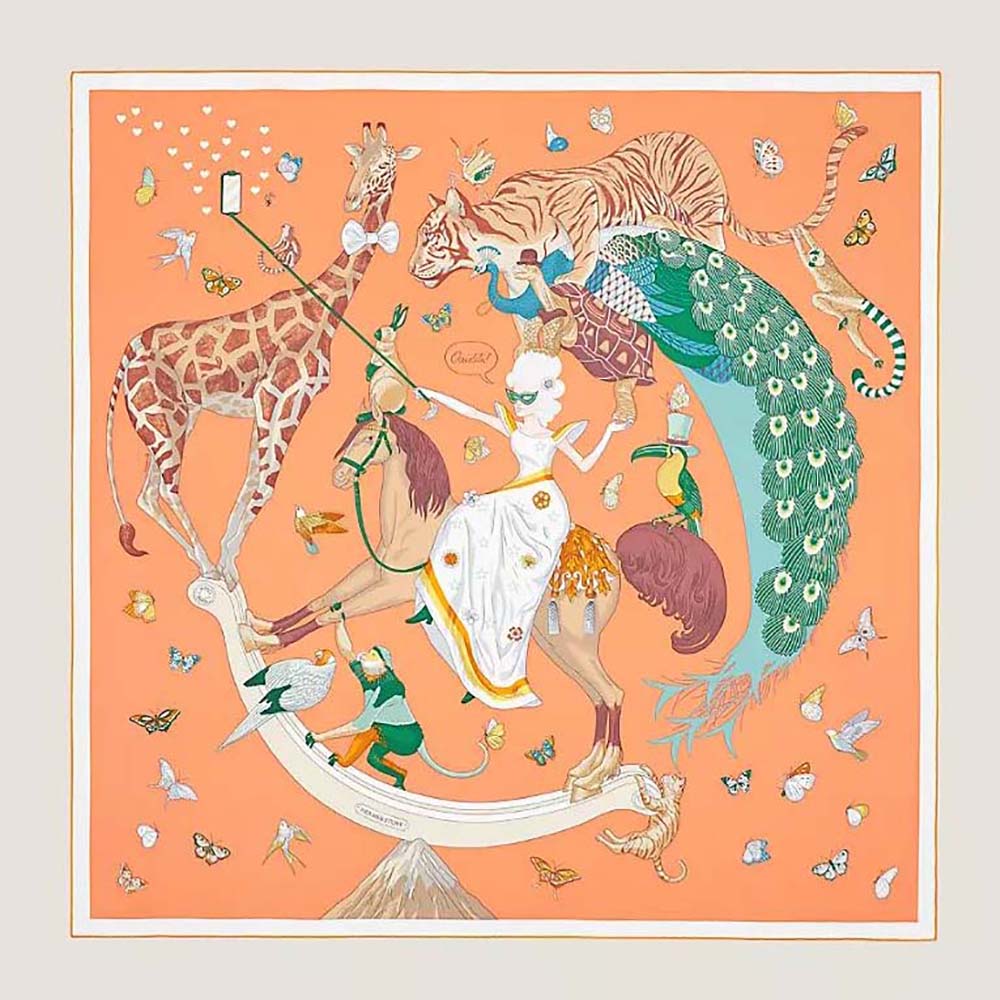 Hermes Women Hermes Story Scarf 90 in Silk Twill with Hand-Rolled Edges ...