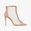 Jimmy Choo Women Bing Boot 100 Ballet Pink Suede and Mesh Ankle Boots