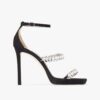 Jimmy Choo Women Bing Sandal 105 Black Suede Sandals with Crystal Straps 11 Jimmy Choo Women Bing Sandal 105 Black Suede Sandals with Crystal Straps