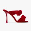 Jimmy Choo Women Flaca Sandal 100 Red Velvet Sandal with Bow