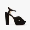 Jimmy Choo Women Heloise 120 Black Velvet Platform Sandals