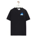 Loewe Men Calcifer Pocket T-Shirt in Cotton-Black