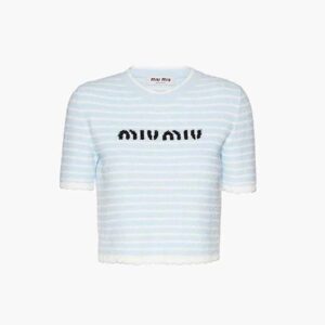 Miu Miu Women Bouclé Cotton Crew-Neck Sweater