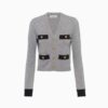 Miu Miu Women Cashmere Cardigan with Knit Logo Patch-Gray