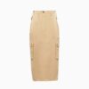 Miu Miu Women Chino Midi Skirt with Embroidered Logo