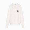 Miu Miu Women Cotton Polo Sweatshirt with Embroidered Logo-White