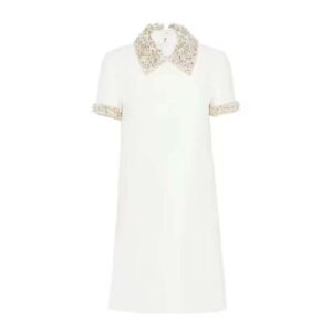 Miu Miu Women Crystal-Embellished Shift Dress-White