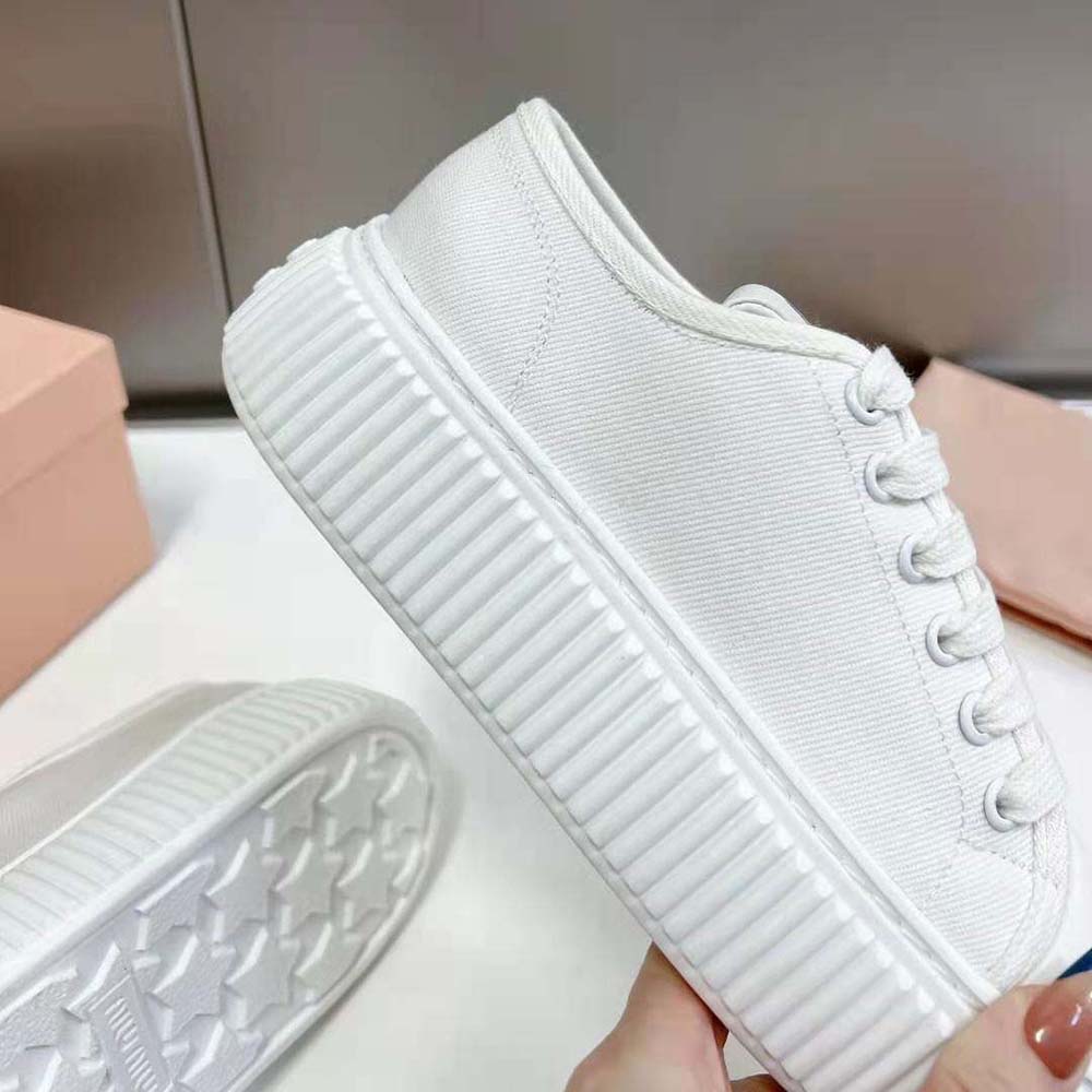 Miu Miu Women Denim Sneakers EVA Sole with Logo-White 10 Miu Miu Women Denim Sneakers EVA Sole with Logo-White - Image 10