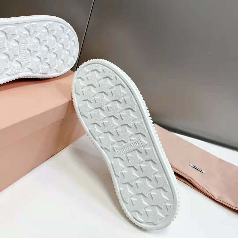 Miu Miu Women Denim Sneakers EVA Sole with Logo-White 8 Miu Miu Women Denim Sneakers EVA Sole with Logo-White - Image 8