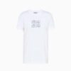 Miu Miu Women Embroidered cotton T-shirt with Embroidered logo-White