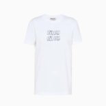 Miu Miu Women Embroidered cotton T-shirt with Embroidered logo-White