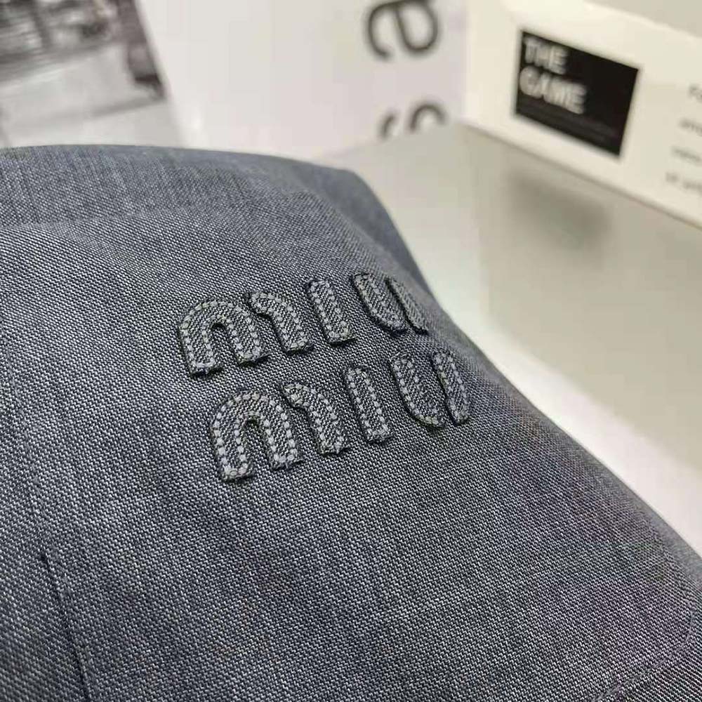 Miu Miu Women Grisaille Mini-Dress with Embroidered Logo-Black 5 Miu Miu Women Grisaille Mini-Dress with Embroidered Logo-Black - Image 5