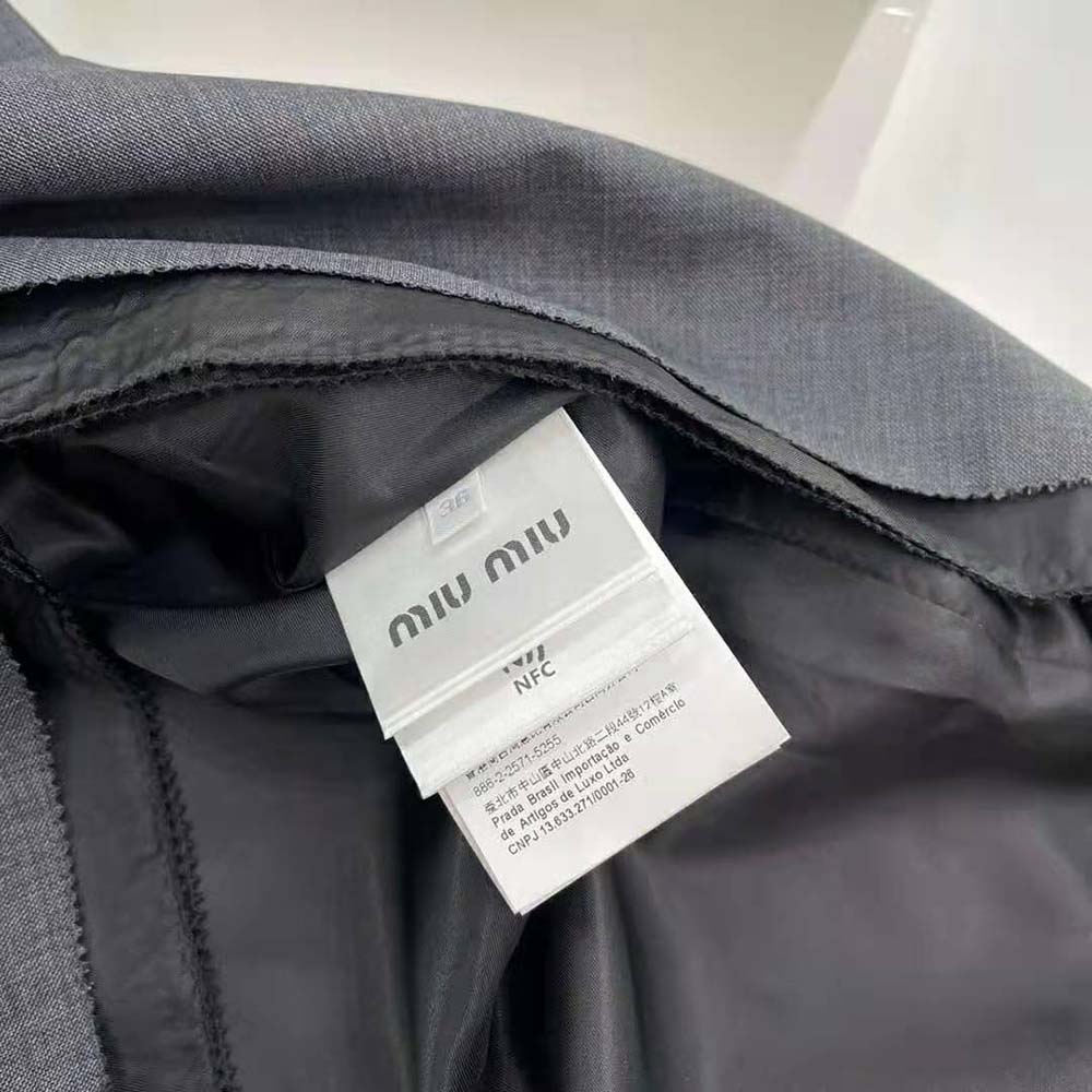 Miu Miu Women Grisaille Mini-Dress with Embroidered Logo-Black 9 Miu Miu Women Grisaille Mini-Dress with Embroidered Logo-Black - Image 9