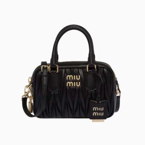 Miu Miu Women Matelassé Nappa Leather Top-Handle Bag-Black