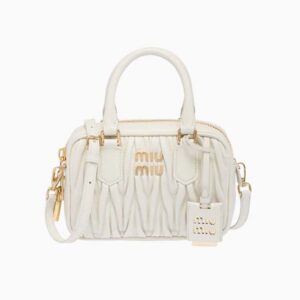 Miu Miu Women Matelassé Nappa Leather Top-Handle Bag-White