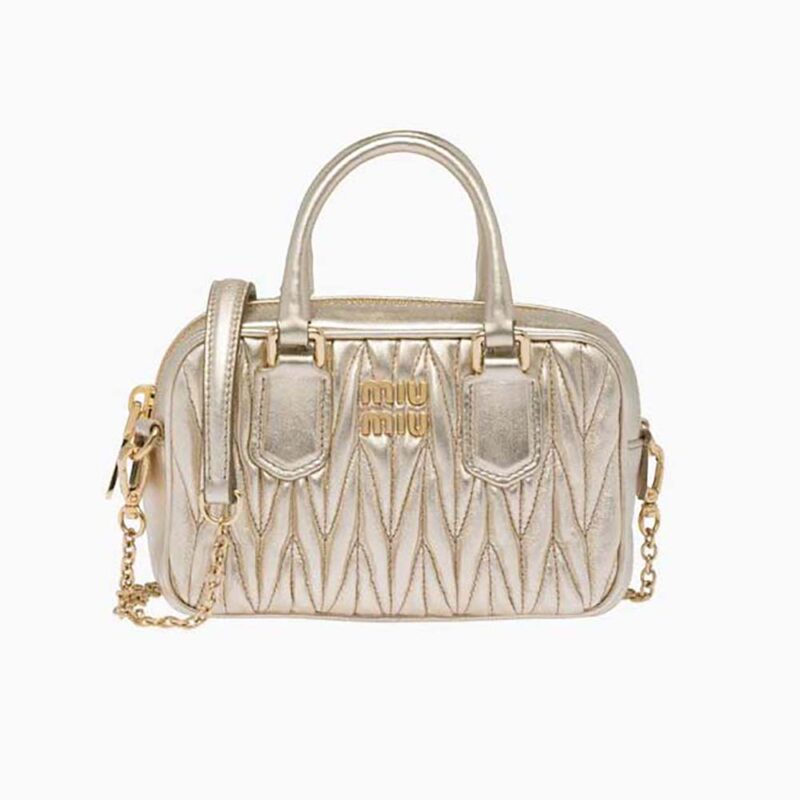 MIUMIU 26S MATELASSE MINI BAG 18 IN SILVER CALFSKIN SILVER HARDWARE main image 0