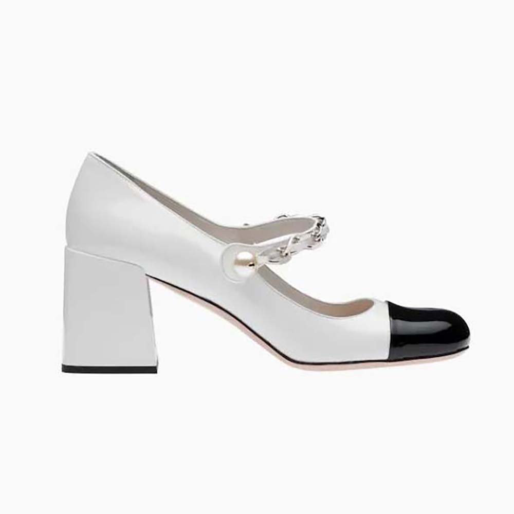 Miu Miu Women Patent Leather Pumps in 65 mm Heel Height-White