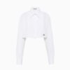 Miu Miu Women Poplin Shirt with Embroidered Logo-White