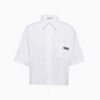 Miu Miu Women Poplin Shirt with Sartorial Logo Label-White