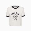 Miu Miu Women Print Jersey T-shirt with Print Logo 12 Miu Miu Women Print Jersey T-shirt with Print Logo