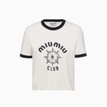 Miu Miu Women Print Jersey T-shirt with Print Logo