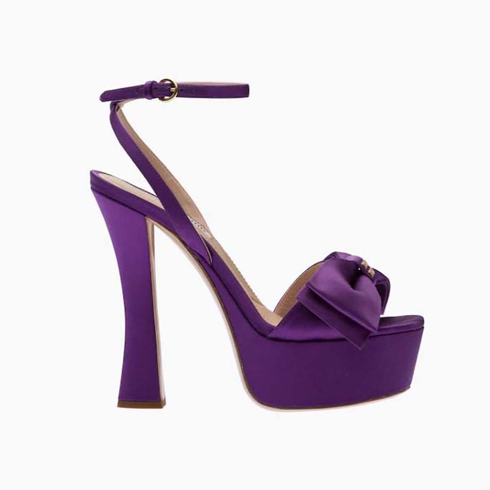 Miu Miu Women Satin Platform Sandals 135 mm Heel Height-Purple