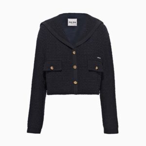 Miu Miu Women Single-Breasted Tweed Jacket-Black