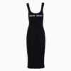 Miu Miu Women Viscose Dress with Intarsia Logo-Black