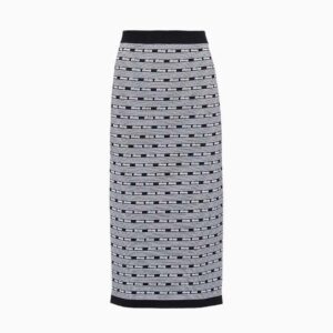 Miu Miu Women Viscose Skirt with Jacquard Logo