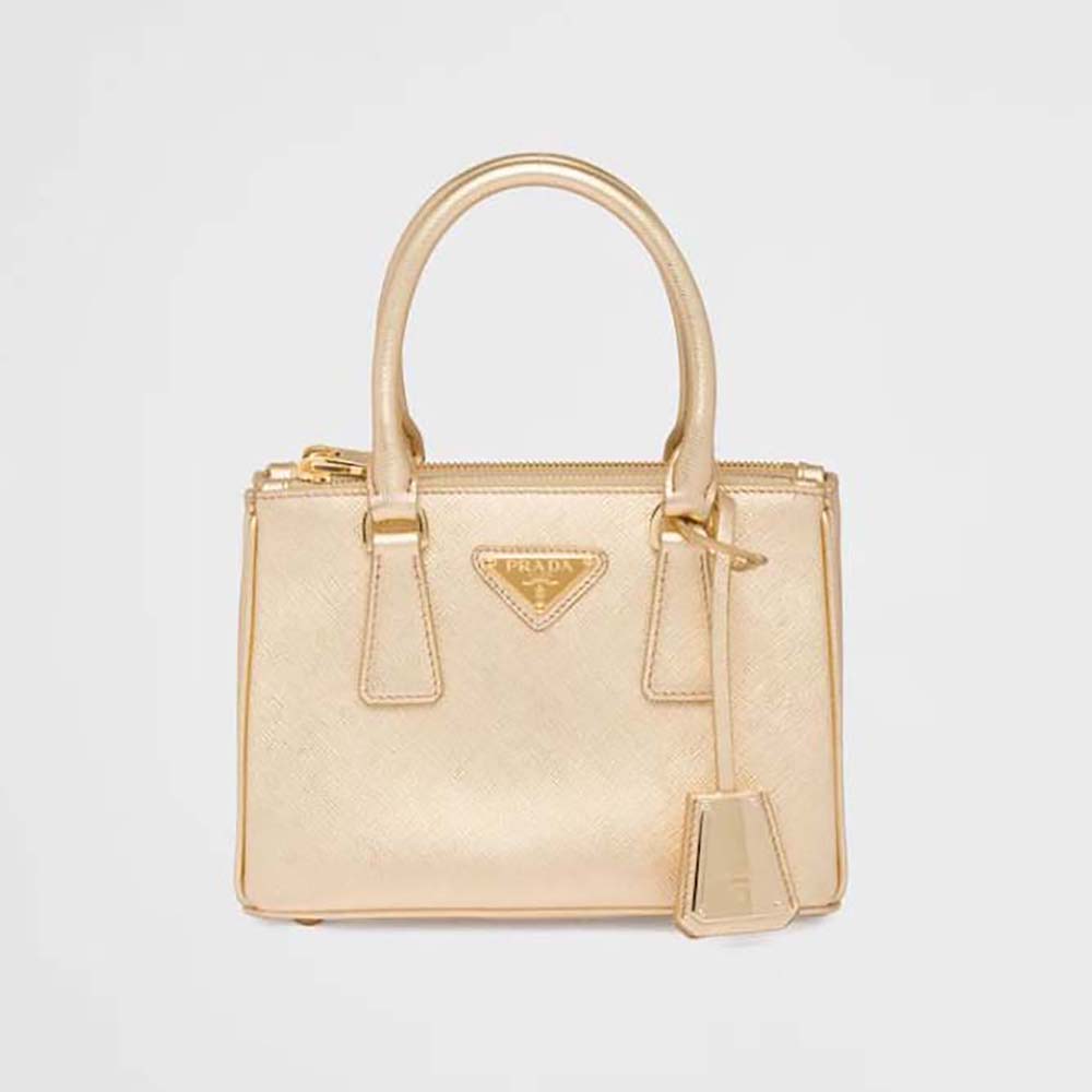 Prada Women Galleria Saffiano Leather Mini-Bag-Gold