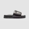 Prada Women Soft Padded Nappa Leather Slides-Black