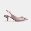 Roger Vivier Women Virgule Strass Buckle Slingback Pumps in Patent Leather