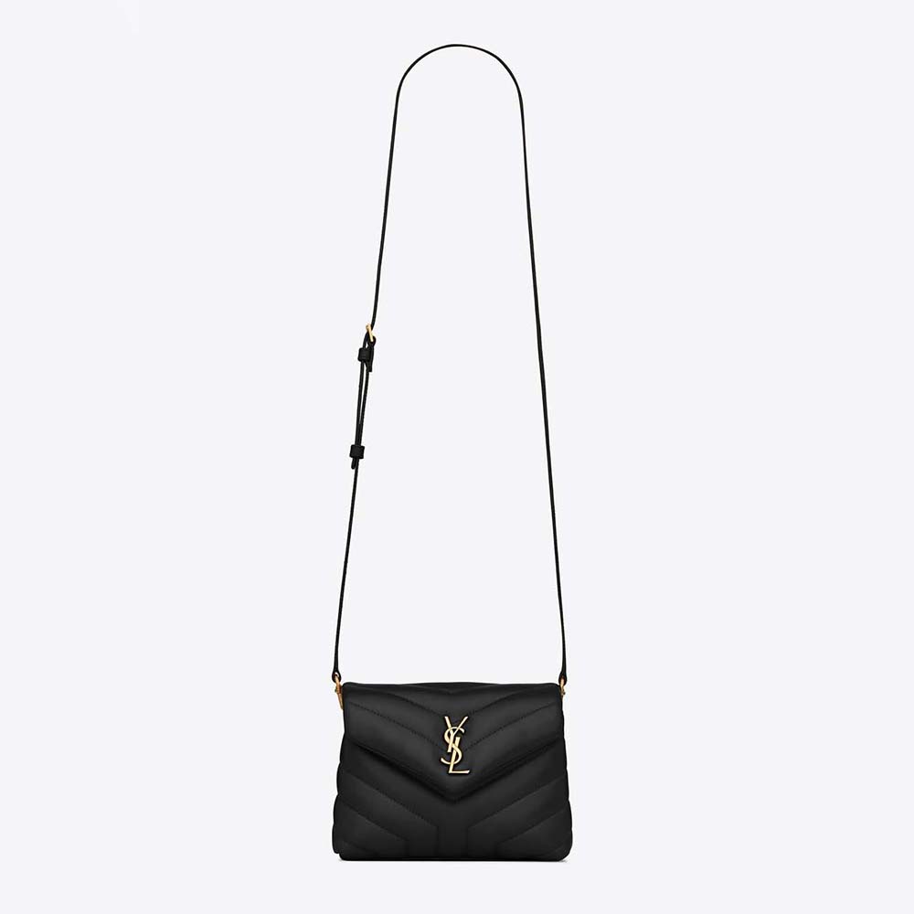 Saint Laurent YSL Women Loulou Toy Strap Bag in Matelassé "Y" LeatherBlack