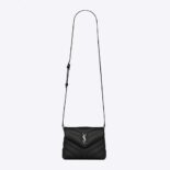 Saint Laurent YSL Women Loulou Toy Strap Bag in Quilted "Y" Leather-Black/Silver