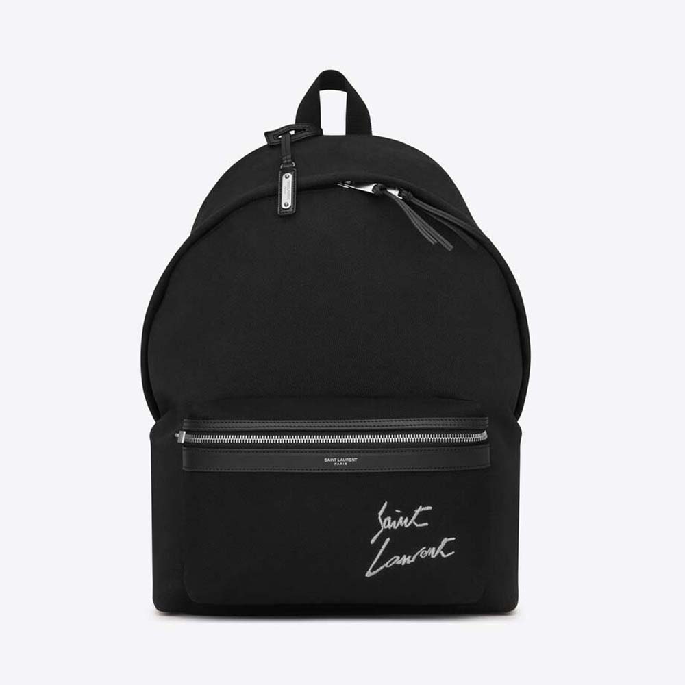 Saint Laurent Ysl Women Saint Laurent Embroidered City Backpack In Canvas 5412