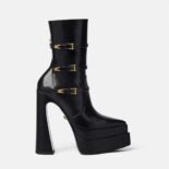 Versace Women Aevitas Pointy Platform Boots-Black