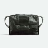 Bottega Veneta Women Intreccio Slouchy Leather Cross-Body Arco Camera Bag-Black
