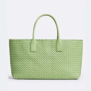 Bottega Veneta Women Medium Cabat Leather Tote Bag with Detachable Strap-Aqua