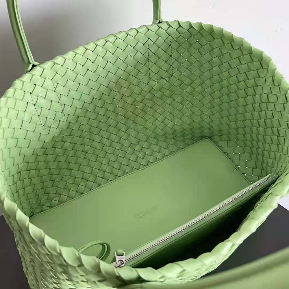 Bottega Veneta Women Medium Cabat Leather Tote Bag with Detachable Strap-Aqua 10 Bottega Veneta Women Medium Cabat Leather Tote Bag with Detachable Strap-Aqua - Image 10