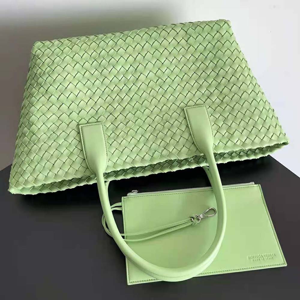 Bottega Veneta Women Medium Cabat Leather Tote Bag with Detachable Strap-Aqua 3 Bottega Veneta Women Medium Cabat Leather Tote Bag with Detachable Strap-Aqua - Image 3