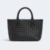 Bottega Veneta Women Mini Cabat Intreccio Leather Tote Bag with Detachable Strap-Black