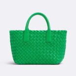 Bottega Veneta Women Mini Cabat Intreccio Leather Tote Bag with Detachable Strap-Green